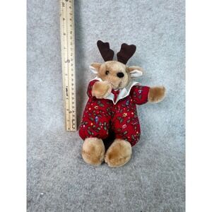 Fiesta Reindeer Plush Christmas Ornament Red‎ Holiday Pajamas Decor
